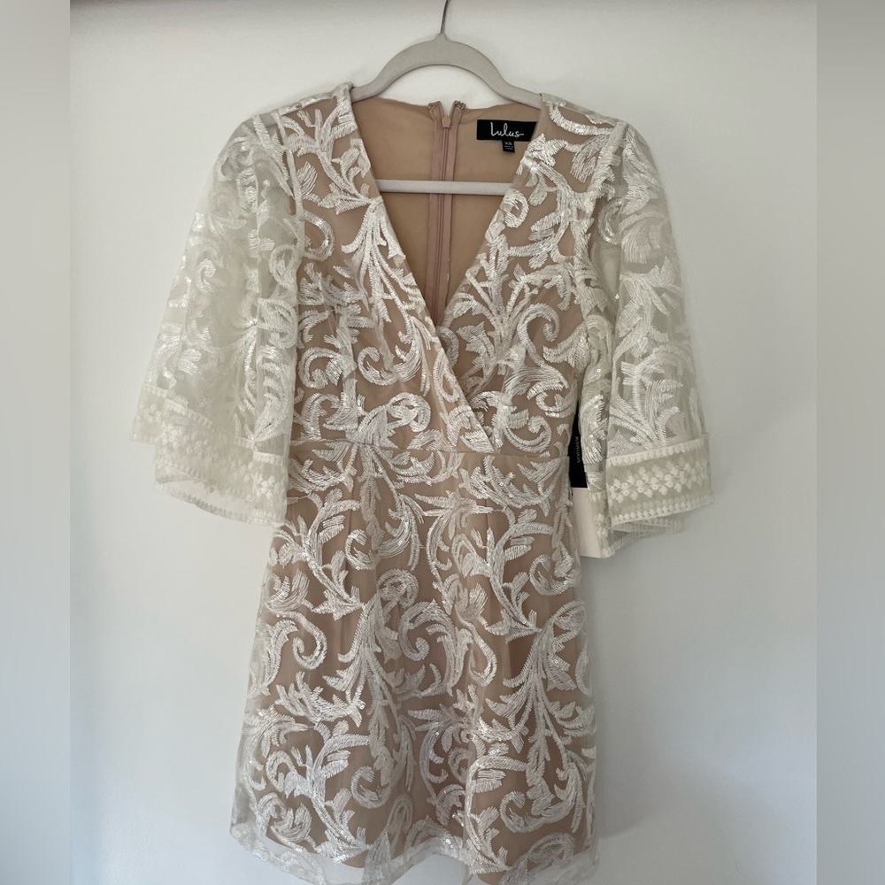 Lulus Celebration Hour White Sequin Embroidered Mini Dress